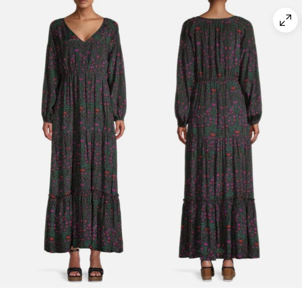 NWT new Roller Rabbit Rhone Berkley Long Sleeve Floral Maxi Dress Size large L